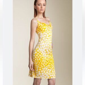 Diane Von Furstenberg Yellow and White Midi Dress